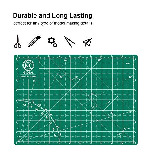 KC GLOBAL A4 (12"x9") Self-Healing Cutting Mat (Dark Green) - Sturdy, Reversible, Eco-Friendly, Non-Slip. Premium Desk Mat for Crafters, Quilters, and Hobbyist - color: Dark Green, size: 9"L x 12"W