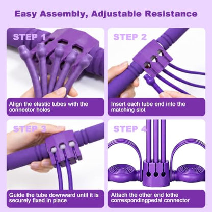 2026 New Multifunction Pedal Resistance Band with Handles, 6-Tube Detachable Tension Rope, Adjustable Foot Pedal Exercise Bands for Abdomen, Waist, Arm, Leg Training, Home Gym & Pilates Gift