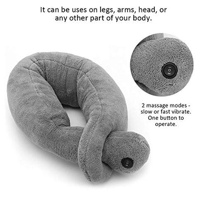 Massaging Neck Pillow Wrap, Vibrating Neck Pillow, Cordless Vibrating Massaging Neck Pillow Massage Cushion Travel Neck Head Chin Support Pillow to Relax Muscle Relieve Stress