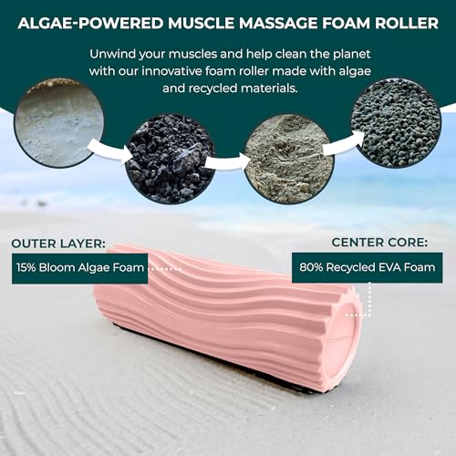 Oceanfoam Tidal Roller - Blush - Muscle Massage Foam Roller for Back Pain & Stretching - Firm and Ergonomic Wide Wave Textured - Yoga, Athletics, & Wellness - Full Size, 20" x 5" - color: Blush