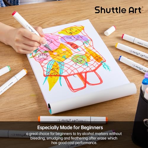 Shuttle Art Marker Pad,11.69”x8.27” Portable A4 Sketchbook, 60 Sheets Drawing Paper, 98LB/160GSM Smooth Surface Bleedproof Art Paper, Glue-Bound, Great for Beginners to Draw, Paint & Sketch - size: 11.69x8.27 inch