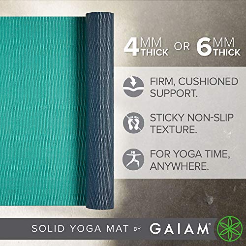 Gaiam Yoga Mat, Solid Color Non-Slip, 6mm - color: Vibrant Viridian, size: 68"L x 24"W x 6mm Thick