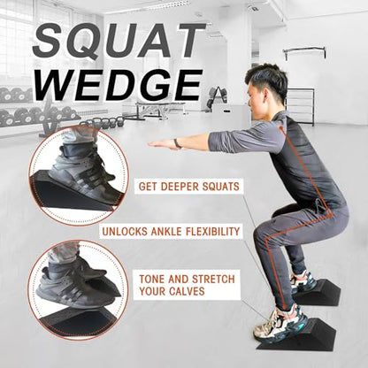 UNMERA Squat Wedge Block Non Slip for Heel Elevated Squats, 2PCS - color: Black