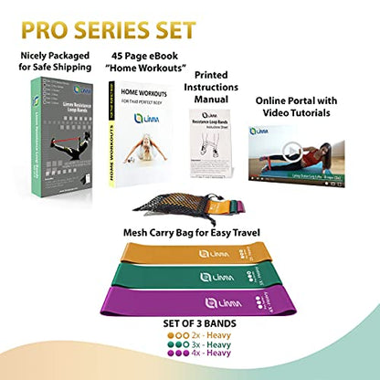 Fittest Pro by Limm Resistance Bands for Legs and Butt, Fabric Exercise Loop Bands Yoga, Pilates, Rehab, Fitness and Home Workout, Strength Bands for Booty - color: Resistance Bands - 12 inches - Set of 3 - Pro (35-80 lbs)