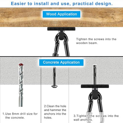 Dolibest Heavy Bag Hangers & Brackets - Ceiling Mount with Carabiner for Strength Training, Aerial Yoga & Resistance Bands - color: 2 Holes Ceiling Anchor