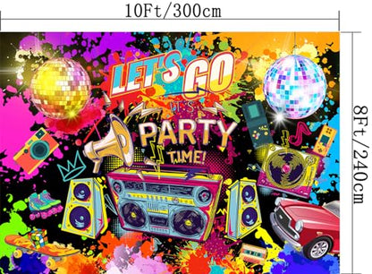 10X8ft Graffiti 80's 90's Backdrop Urban Retro Birthday Hip Hop Rock Punk Music Disco Neon Background Cake Table Decoration Banner Photography Photo Booth Props - size: 10'x8'