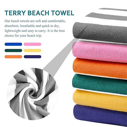 Genovega 6 Packs Oversized 72X40 Inch Stripe Beach Towel Thin Terry Set Extra Large XL Big Clearance Towels Soft Swim Pool Travel Accessories Essentials Camping Adults Men Women Gift Grey - color: Grey, size: 72.00" X 40.00"