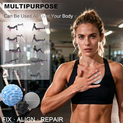 HODEMI Spiky Massage Ball Set, 3 Pack Spiky Ball, Ribbed Massage Ball & Trigger Point Ball for Deep Tissue Massage and Myofascial Release for Back, Neck, Hip, Shoulder and Foot with Mesh Bag - style: Classic Texture Set