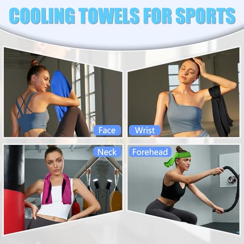 4 Pack Cooling Towels, Soft Breathable Cooling Towels for Neck and Face | Microfiber, Gym, Men, Women, Waterproof Bag, Carabiner, Yoga, Golf, Hiking, Running, athletes, gift, Royal Blue, Green - color: Royal Blue/Green/Pink/Black