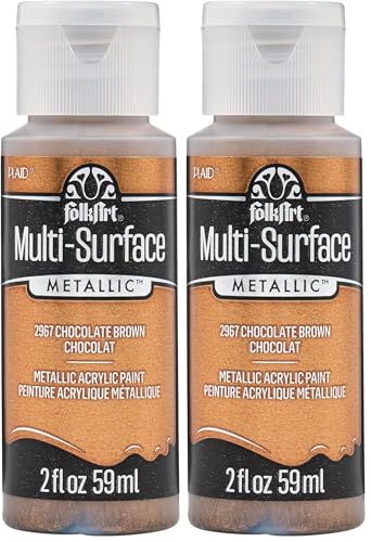 FolkArt multisurface metallic paint, 2 oz, Chocolate Brown (Pack of 2) - color: Chocolate Brown, size: 2 Fl Oz (Pack of 2)