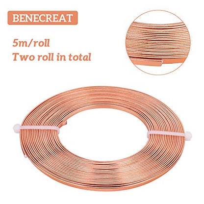 BENECREAT 32 Feet 2 Rolls 3mm Wide Flat Jewelry Craft Wire 18 Gauge Aluminum Wire for Bezel, Sculpting, Armature, Jewelry Making - Copper - color: Copper, size: 3mm