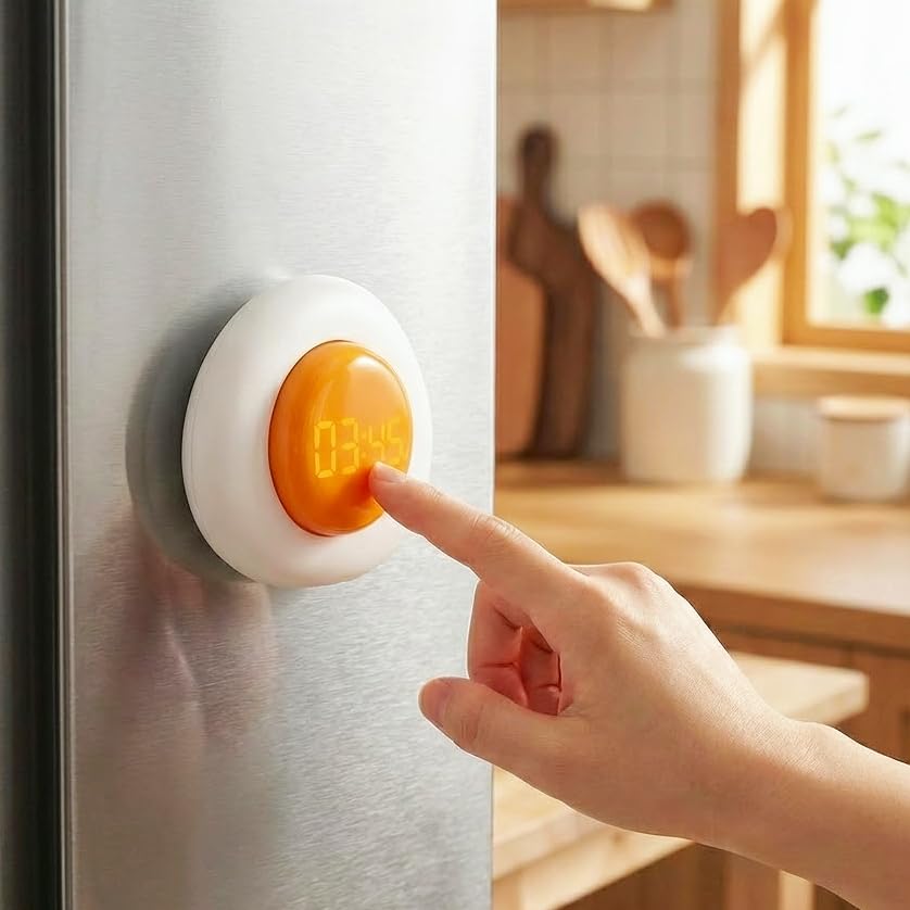 Egg-Shaped Kitchen Timer, Twist Dial Magnetic Kitchen Timers for Cooking, LCD Digital Display, Easy to Use, 180-minute Countdown Timers for Eggs, Bacon & Everyday Cooking