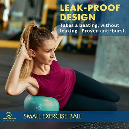 ProBody Pilates Ball Small with Pump - 9 Inch Small Exercise Ball - color: Aqua