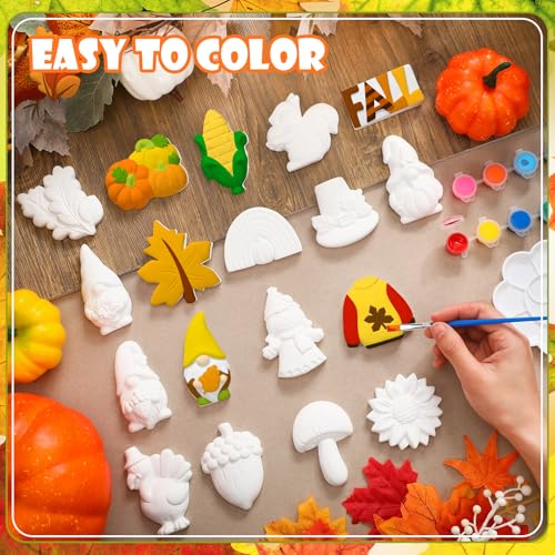 Simgoing 24 Sets Fall Ceramic Painting Kit Autumn Ceramics Painting Set | Ceramic Painting Kit with 24 Magnet 4 Brushes and 2 Palette for DIY Ready to Paint Ceramics Painting Arts and Crafts Set - style: Fall