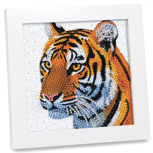 geesfayan Diamond Art Kits for Kids,6 Inch DIY Gem Art Painting with 7 Inch Frame, Complete Starter Kit for Beginners, Creative Arts & Crafts Gift for Girls & Boys (Tiger) - color: Tiger