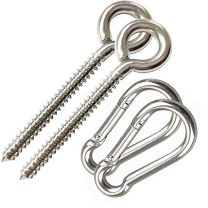 Hammock Hanging Kit, Heavy Duty Swing Hangers Eye Hooks for Hanging Swing Stainless Steel Hammock Hook Carabiner Set Swing Hardware for Yoga Chair Indoor Outdoor
