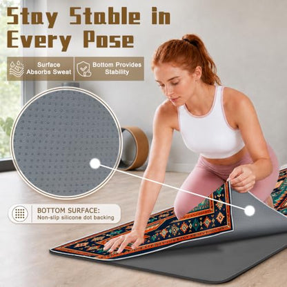 Hot Yoga Towel Non Slip, Ultra-Absorbent Yoga Mat Towel, Soft with Printed Design, Machine Washable, Yoga Pilates Towel Suitable for Exercise, Pilates, Yoga, 72x27in.Three Diamonds - color: Three Diamonds