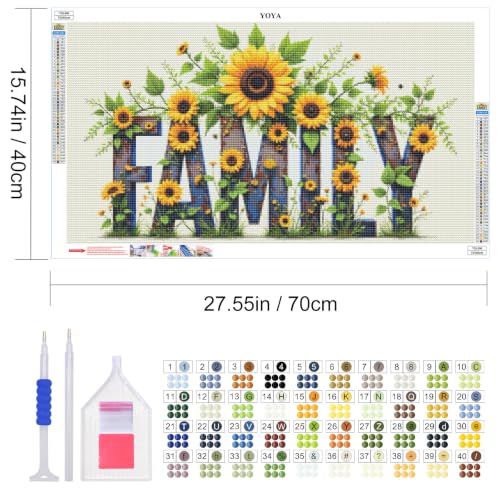 YOYA Large Diamond Art Kits for Adults, Sunflower 5D Diamond Painting | Full Drill Diamond Art Sunflower, Round Drill, HD Canvas, Fun and Relaxing, Gem Art, Home Wall Decor, Gifts, 27.5x15.7 Inch - color: Sunflower 506