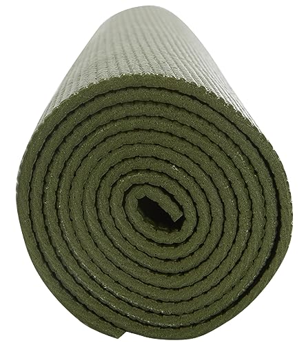 Everyday Yoga Deluxe Mat, Spacious 72"x24" Non-Slip, 3-5mm Extra Thick - color: Dark Olive, size: 5mm Thick