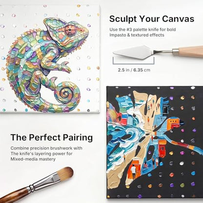 Nicpro 30pcs Paint Brush Set for Acrylic Painting, Oil, Watercolor, Gouache | Professional 9 Shapes No Shedding Synthetic Bristles with Palette Knife & Canvas Roll, Art Supplies for Artists and Beginners - color: Wood