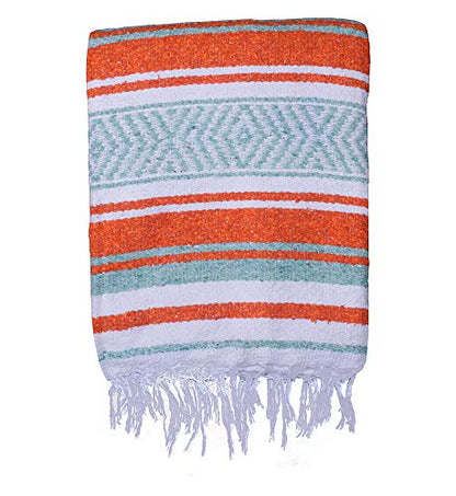 $averPak BodyForge Authentic Mexican Falsa Yoga Blanket (Orange/Teal/White) - color: Orange/Teal/White