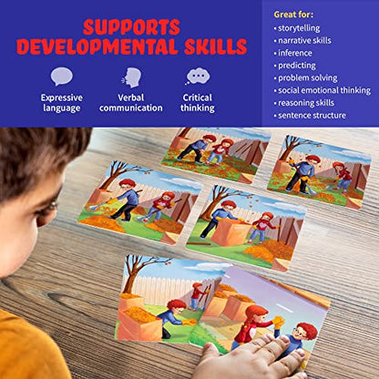 Sequence for Kids Cards, Speech Therapy Materials, Homeschool SEL, Autism, Tell A Story Picture Cards, Social Skills, Picture Cards, ESL, ELL