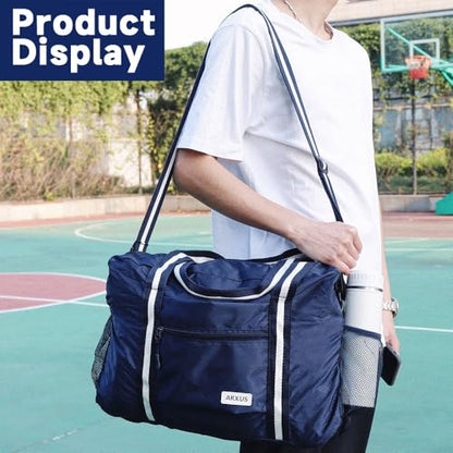 Arxus Carry On Travel Bag, Lightweight Foldable Packable Tote Bag 25L - color: Navy Blue