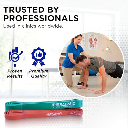 THERABAND High Resistance Band Set of 2, Light and Medium Loop, 15-25 lb | Portable, lightweight, compact, rubber. For home, recovery, gym. Therapy, physical, stretch, elastic. 2-Pack. - size: 2 Pack Easy (15-25 lbs)