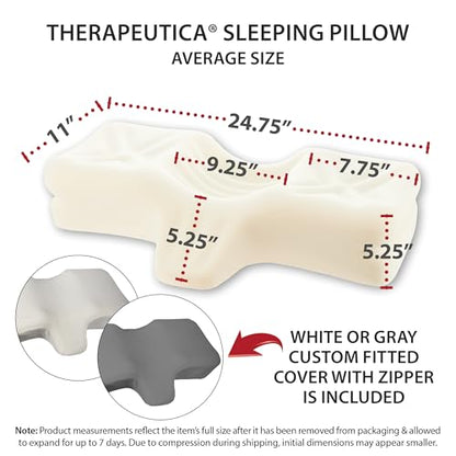 Therapeutica Ergonomic Cervical Pillow for Neck Pain Relief, Average, WH - color: White, size: Average