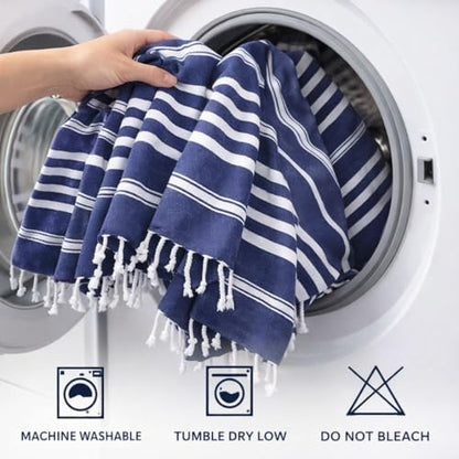 WeWove Turkish Peshtemal Beach Towels Large 39x70 Inch Set of 2-100% Cotton Soft Quick-Drying Absorbent Washable - Versatile for Beach Bath Pool Spa Picnic Travel - Turkish Towels Blue Pink - color: Blue Pink