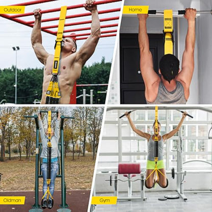 Ayombo Pull Up Assistance Bands, Resistance Bands for Pull Up Bar Workout, Adjustable Heavy Duty Pull Up Assist Equipment with 4 Assistance Bands, Home Gym Fitness Exercise Strength Training - color: Yellow