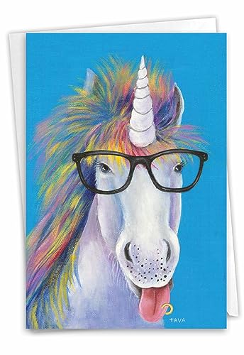 The Best Card Company - 1 Happy Birthday Card with Envelope - Adorable Colorful Animals, Fun Notecard - Unique Unicorns C7186ABDG - style: Unique Unicorns