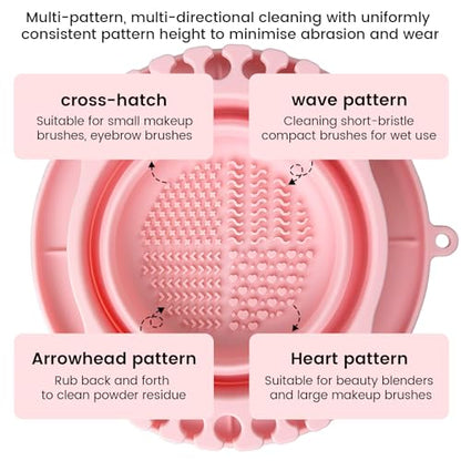 Collapsible Silicone Paint Brush Cleaner Basin Foldable Paintbrush Cleaning Container for Acrylic, Watercolor & Oil Painting (Pink, 15 * 12.2 * 6.5cm/5.91 * 4.8 * 2.56inches) - color: Pink