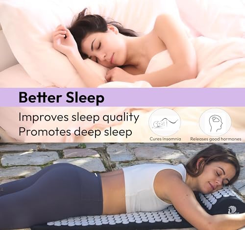 Acupressure Mat & Pillow Set, 4-in-1, 29", Hot/Cold Pack, Purple | Acupuncture Mat Helps Ease Back, Neck & Sciatica Pain While Supporting Muscle Relaxation, Stress Relief, Recovery And Sleep. - color: Purple