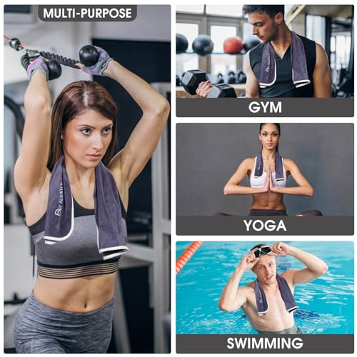 Microfiber Gym Towels for Men Women Workout - 14"x29" - Set of 3 - color: Grey
