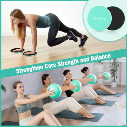 Pilates Kit Equipment, Pilates Ring and Ball for Women Home Workout | Pilates Set with 14'' Magic Circle, Wrist Weights, Resistance Bands, Yoga Strap, Socks, Bag, Essentials Accessories Kit - color: Green