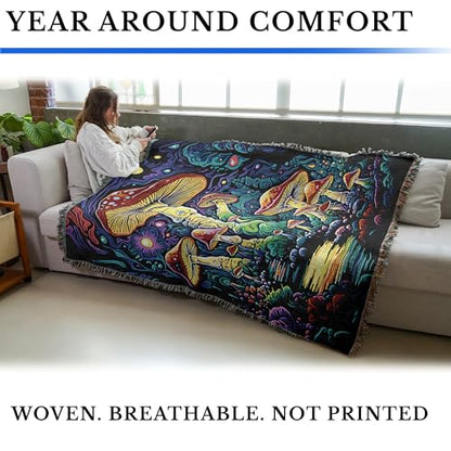 Pure Country Weavers Mushroom Glow by Wumples - Gift Tapestry Throw Blanket Woven from Cotton - Made in The USA (72x54) - color: Mushroom Glow, size: 72x54