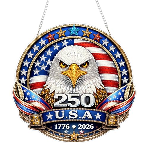 Eiflow Acrylic Diamond Art Hanging Kit for Adults, DIY Diamonds Painting Door Hanger Board Kit, Special Crystal Diamond Art Painting Pendant Ornament (Eagle Badge) - color: Eagle Badge