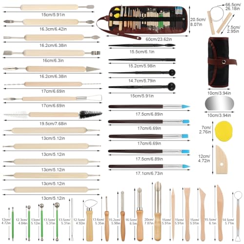 42Pcs Pottery Tools Kit for Sculpting,Carving Tools Set for Pottery Clay | Pottery Tool Kit Shaping/Dotting Supplies for Beginners Adult,Clay Sculpting Tools for Polymer Clay,Modeling,Trimming,Shaping