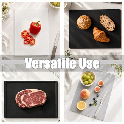 Fotouzy Flexible TPU Cutting Boards Mats Plastic Chopping Board Set of 4 | 3 TPU Cutting Mats + 1 Plastic Cutting Board, Non-Slip, BPA Free, Dishwasher Safe, Scratch Free, For Meat, Vegetables & Fruit