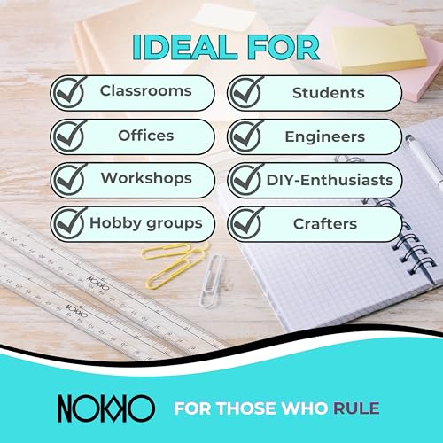 Clear Plastic Ruler 12 Inch, 50-Pack, Rulers Bulk for Classroom | School rulers with metric and imperial markings for students and teachers; clear design keeps lines and measurements visible
