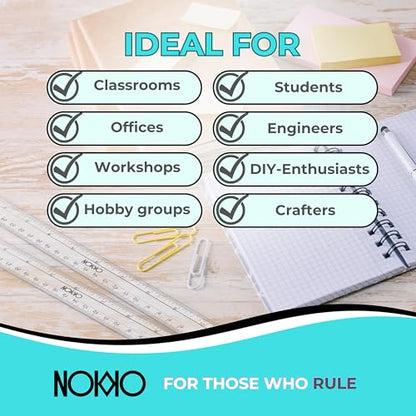 Clear Plastic Ruler 12 Inch, 50-Pack, Rulers Bulk for Classroom | School rulers with metric and imperial markings for students and teachers; clear design keeps lines and measurements visible