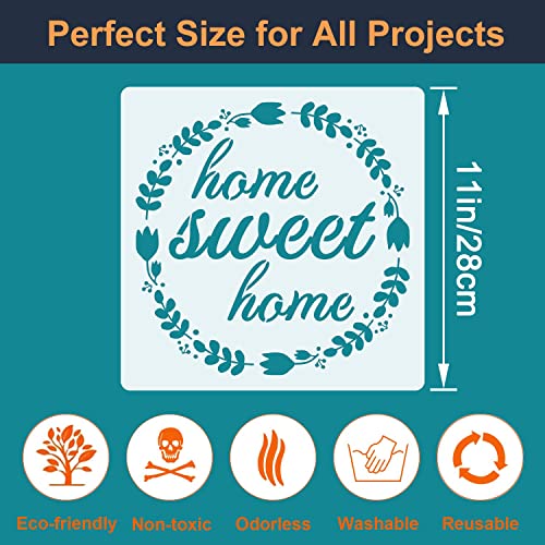 16 Piece Seasonal Home Sign Stencils - Reusable Festival Word Stencils for Painting on Wood Walls, Home Door Decorations (11 Inches) - size: 11 Inches