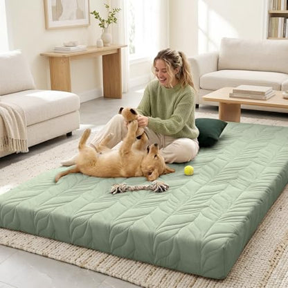 ZonLi Japanese Floor Mattress Futon Mattress Queen Size 6 Inch Thick - color: Green, size: Queen (80"L x 60"W x 6"Th)