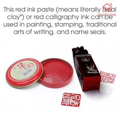3Pcs Hanko Stamp Ink Pad, Inkan Name Ink Paste for Stamping, Round Calligraphy Red Seal Ink Pads, Chinese Stamps Inkpad Box New for Hanko Name Chop Painting Sealing (30g Per One, Red)