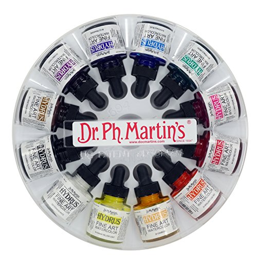 Dr. Ph. Martin's Hydrus Fine Art Watercolor (Set 1) Watercolor Set, 1.0 oz, Set 1 Colors, 1 Set of 12 Bottles