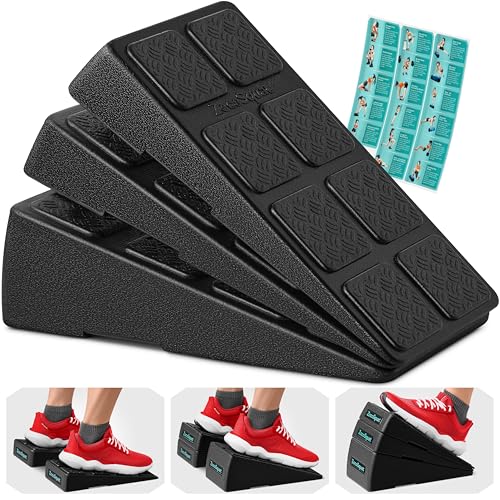 Squat Wedge Block Set of 3/5 - 960 LBS Capacity - Slant Board for Calf Stretching with 5 Stackable Angles - Calf Stretcher Slant Board - Workout Equipment - EPP Material for Exercise Equipment & Physical Therapy - color: Classic&Black