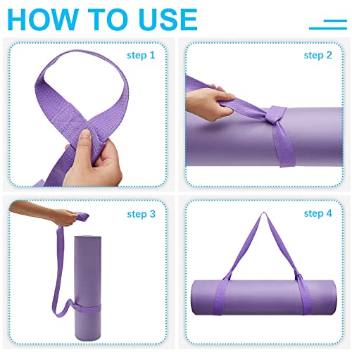 Deekin 4 Pcs Yoga Mat Straps for Carrying Yoga Mat Holder Adjustable Thick Carrier Exercise Sling Cotton Workout Stretching Band for Carrying Large Mats Roller Skate