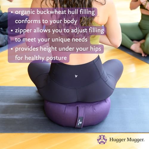 Hugger Mugger Zafu Meditation Cushion - Support in Cross-Legged Sitting, Buckwheat Filled, Durable Fabric, Convenient Handle, Handmade in USA - color: Olive