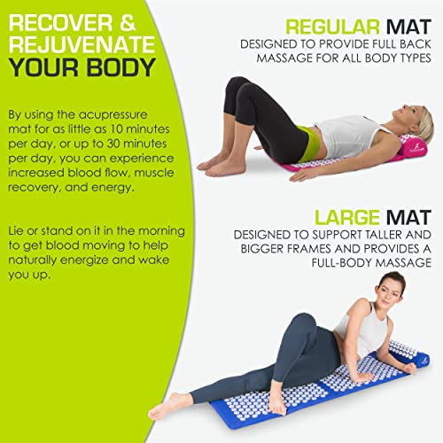 ProsourceFit Acupressure Mat and Pillow Set for Back/Neck Pain Relief and Muscle Relaxation, Pink - color: Large - Pink/White, size: Large